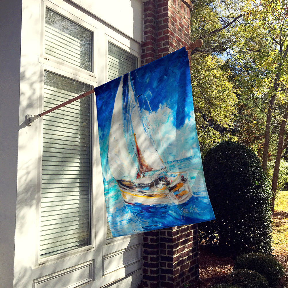 Sailboats in Blue Flag Canvas House Size JMK1153CHF  the-store.com.