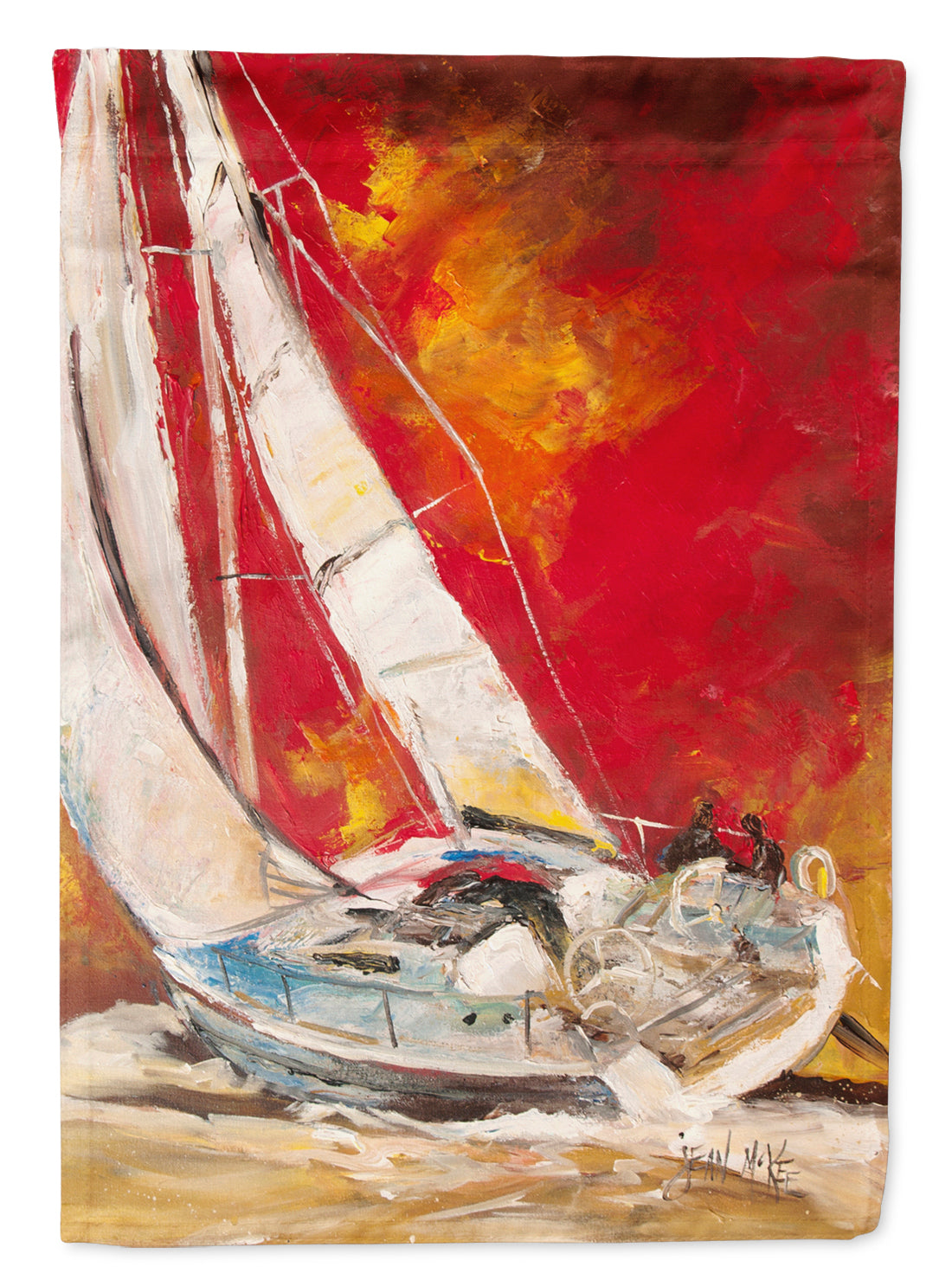 Red Sailboat Flag Canvas House Size JMK1154CHF