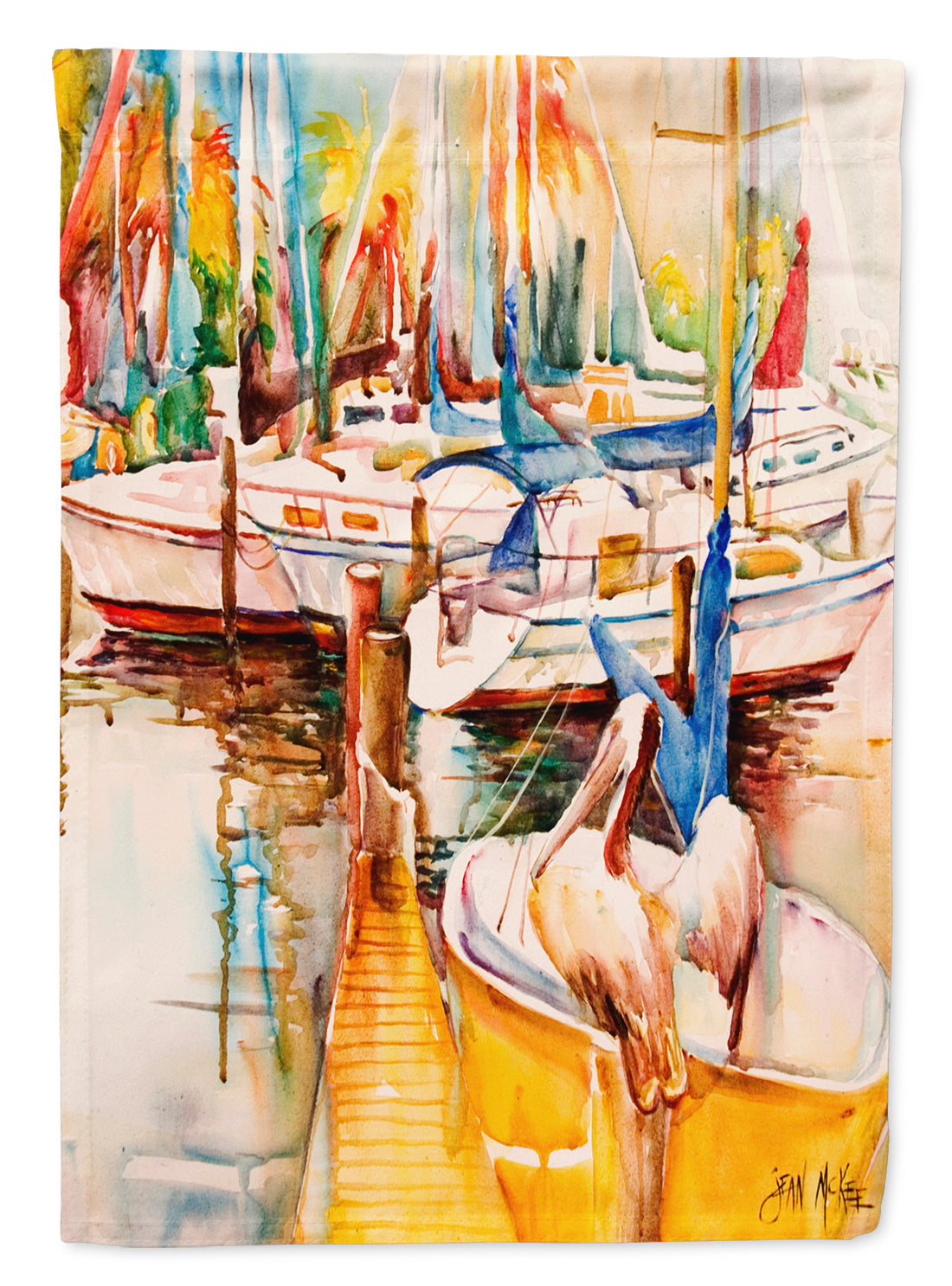 Sailboats and Pelicans Flag Canvas House Size JMK1160CHF