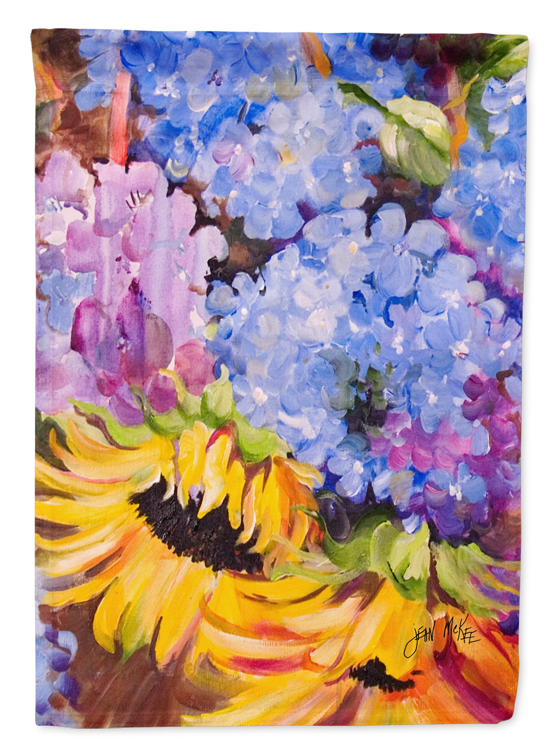 Hydrangeas and Sunflowers Flag Canvas House Size JMK1175CHF  the-store.com.