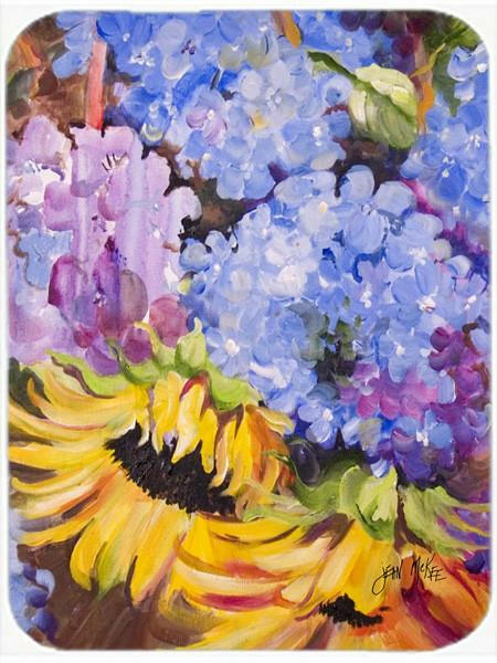 Hydrangeas and Sunflowers Glass Cutting Board Large JMK1175LCB by Caroline's Treasures