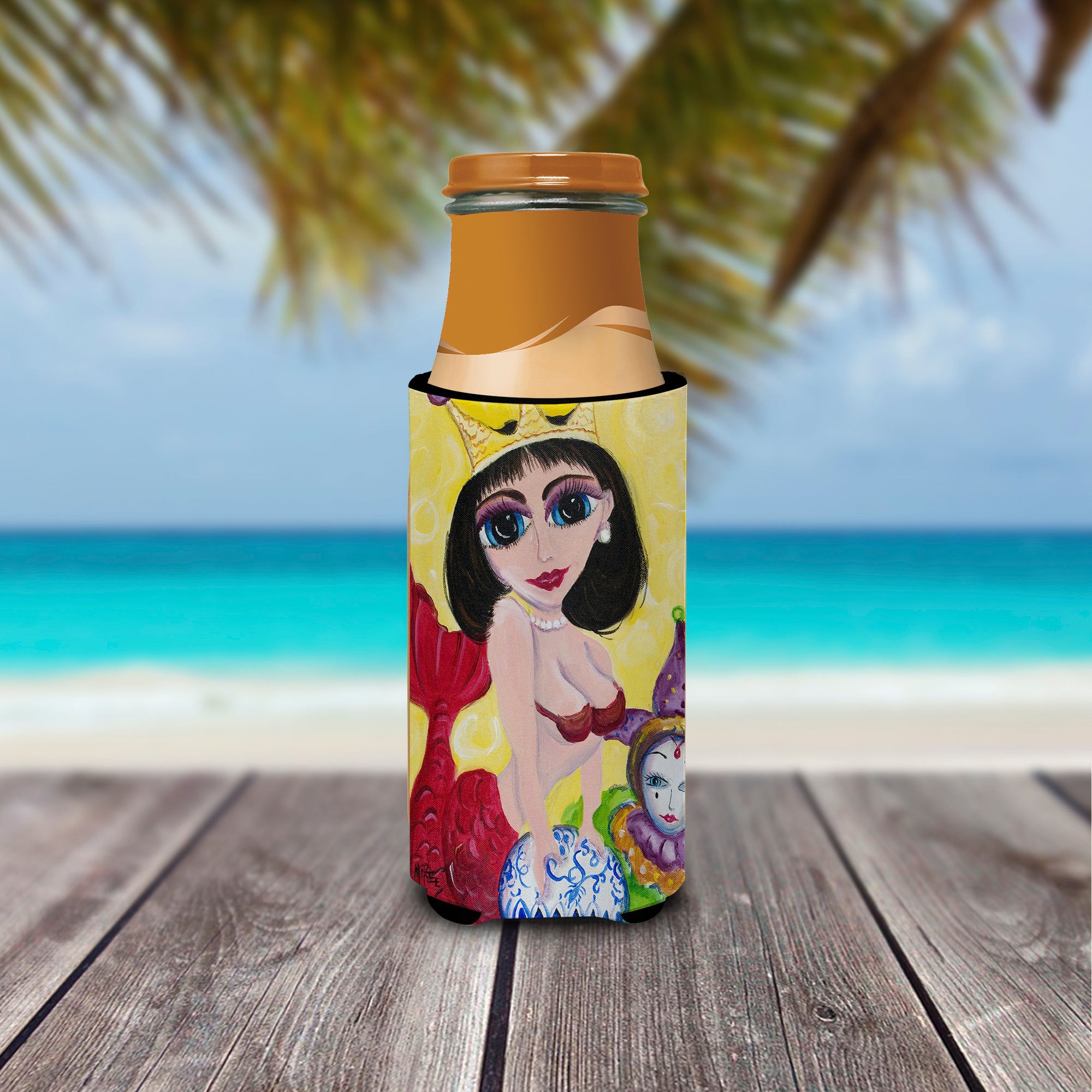 Mardi Gras Queen Mermaid Ultra Beverage Insulators for slim cans JMK1180MUK.