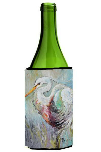 White Egret Wine Bottle Beverage Insulator Hugger JMK1189LITERK by Caroline's Treasures