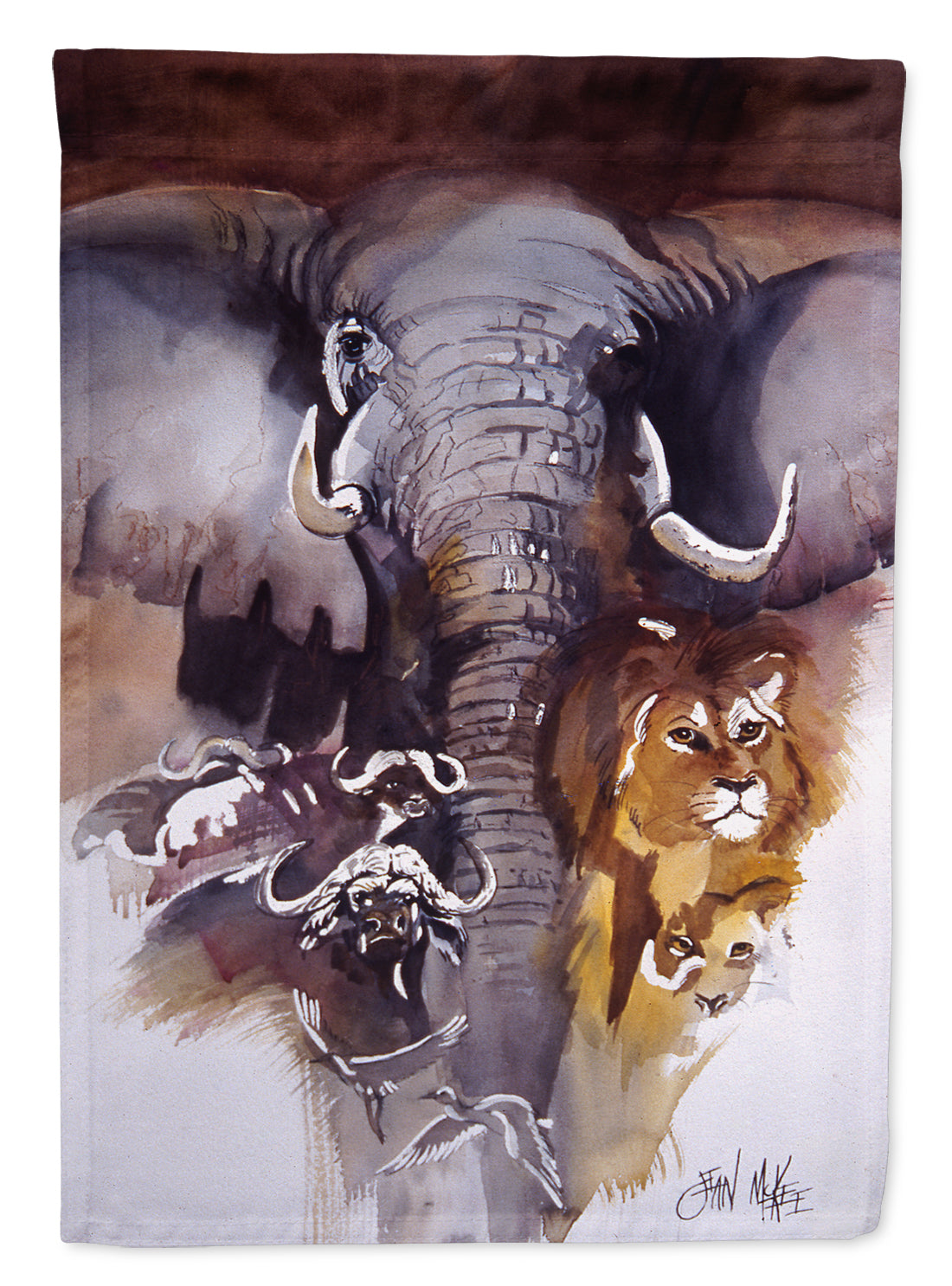Elephant, Lions and more Flag Canvas House Size JMK1199CHF  the-store.com.