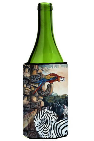 Zebras and Parrots Wine Bottle Beverage Insulator Hugger JMK1200LITERK by Caroline&#39;s Treasures