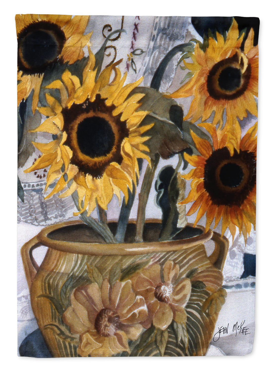 Pot of Sunflowers Flag Canvas House Size JMK1202CHF