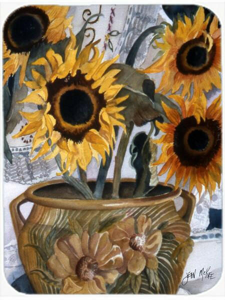 Pot of Sunflowers Glass Cutting Board Large JMK1202LCB by Caroline&#39;s Treasures