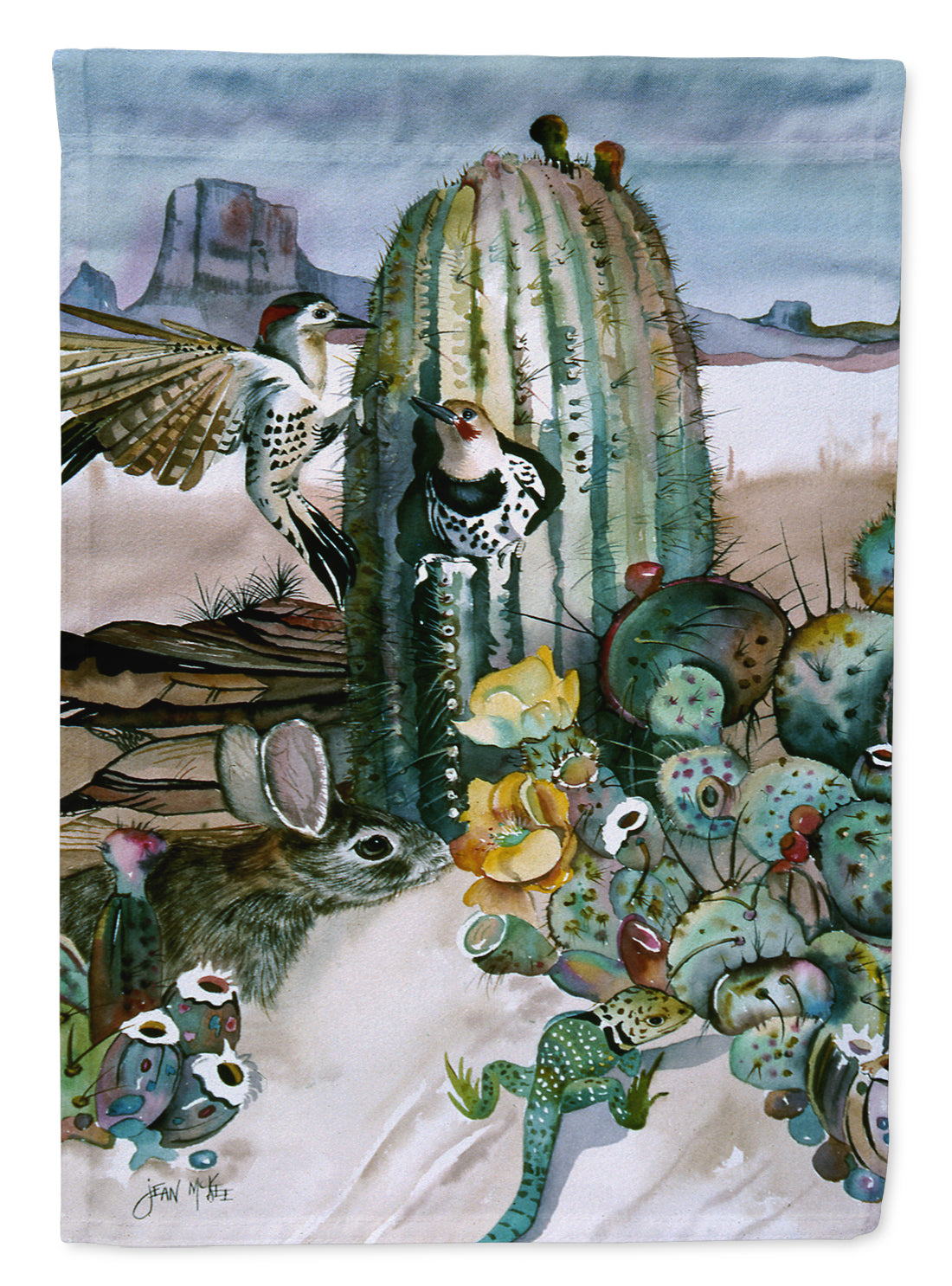 Cactus Flowers Flag Canvas House Size JMK1205CHF