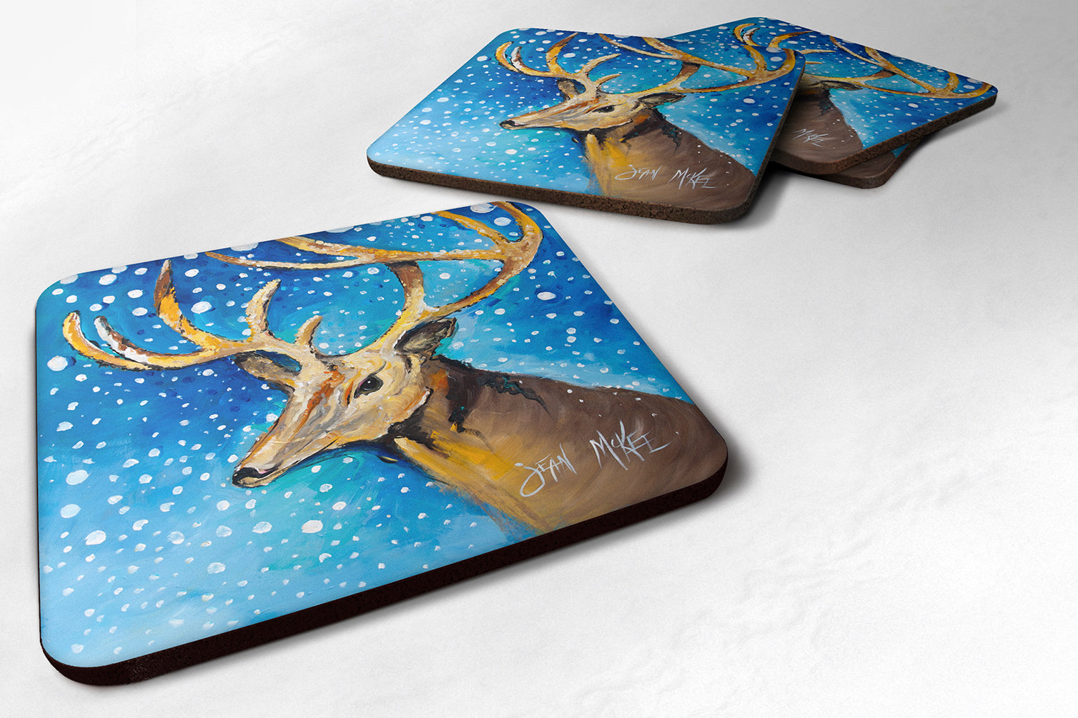 Set of 4 Reindeer Foam Coasters JMK1206FC - the-store.com