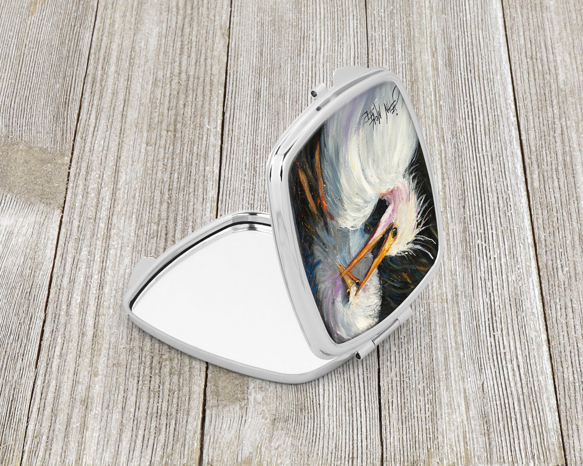 White Egret Compact Mirror JMK1213SCM