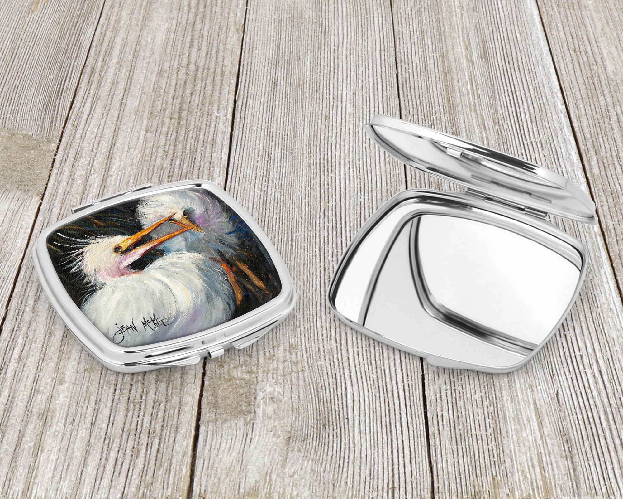 White Egret Compact Mirror JMK1213SCM