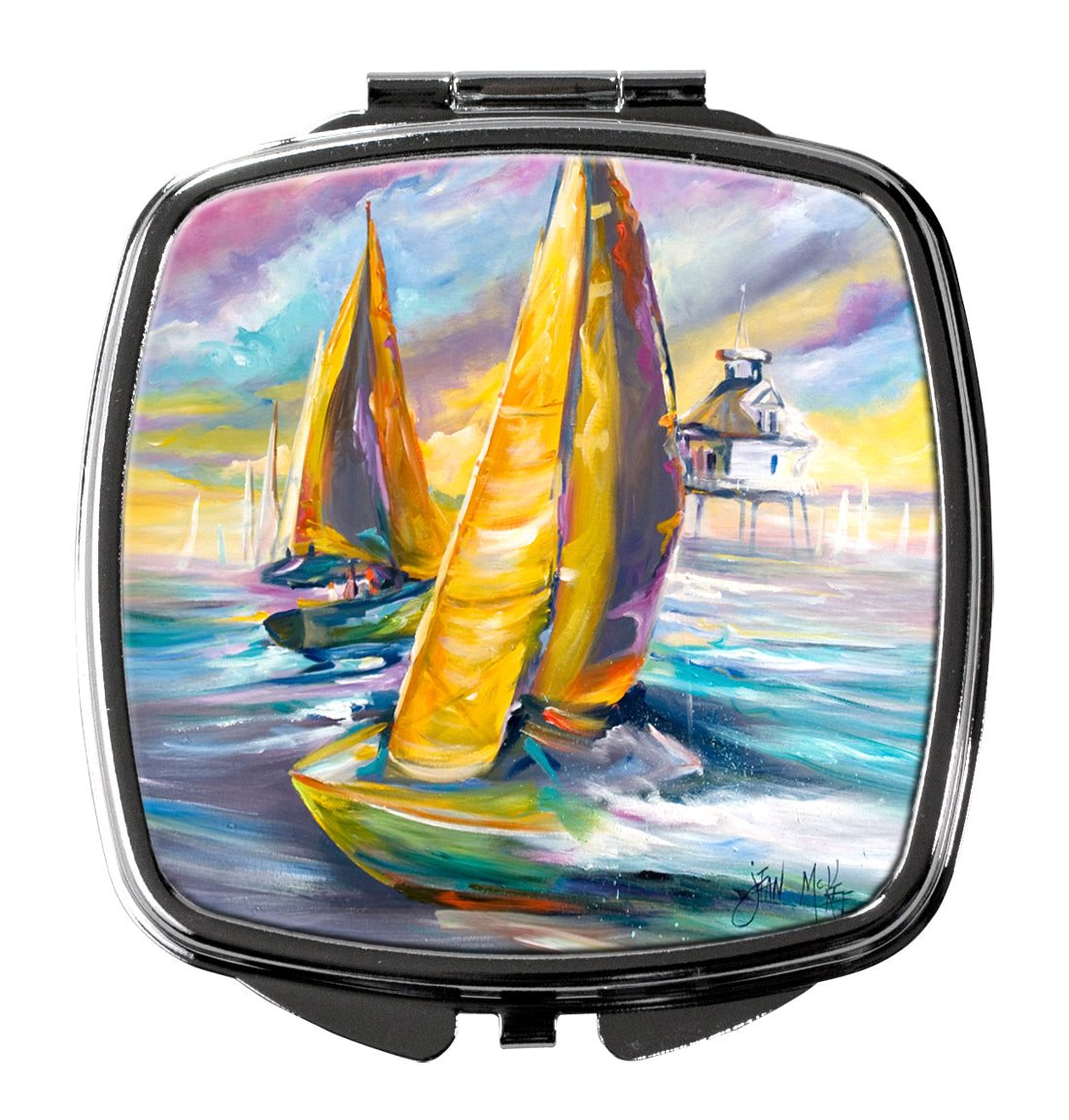 Middle Bay Lighthouse Sailboats Compact Mirror JMK1234SCM  the-store.com.