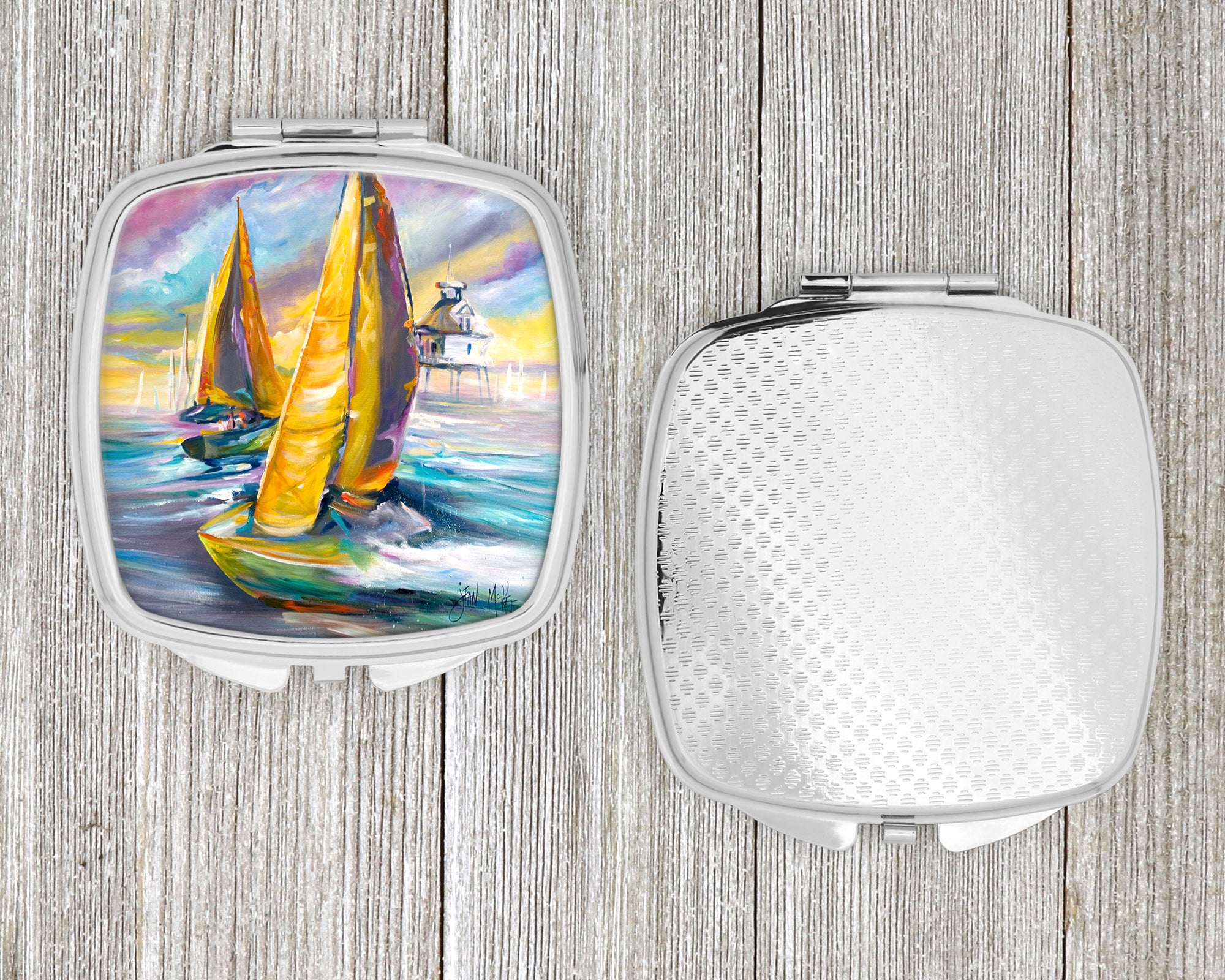 Middle Bay Lighthouse Sailboats Compact Mirror JMK1234SCM  the-store.com.