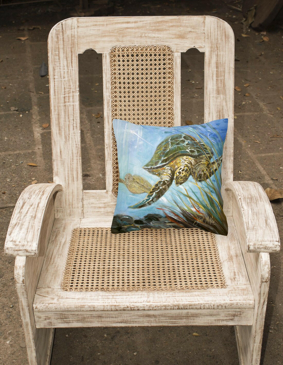 Loggerhead Sea Turtle Canvas Fabric Decorative Pillow JMK1261PW1414 by Caroline's Treasures