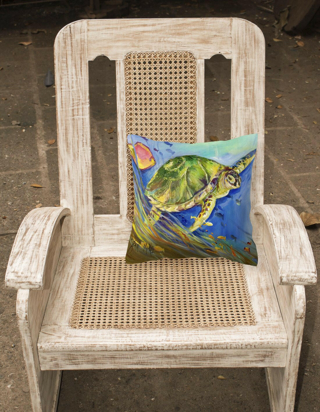Loggerhead Sea Turtle Canvas Fabric Decorative Pillow JMK1262PW1414 by Caroline's Treasures