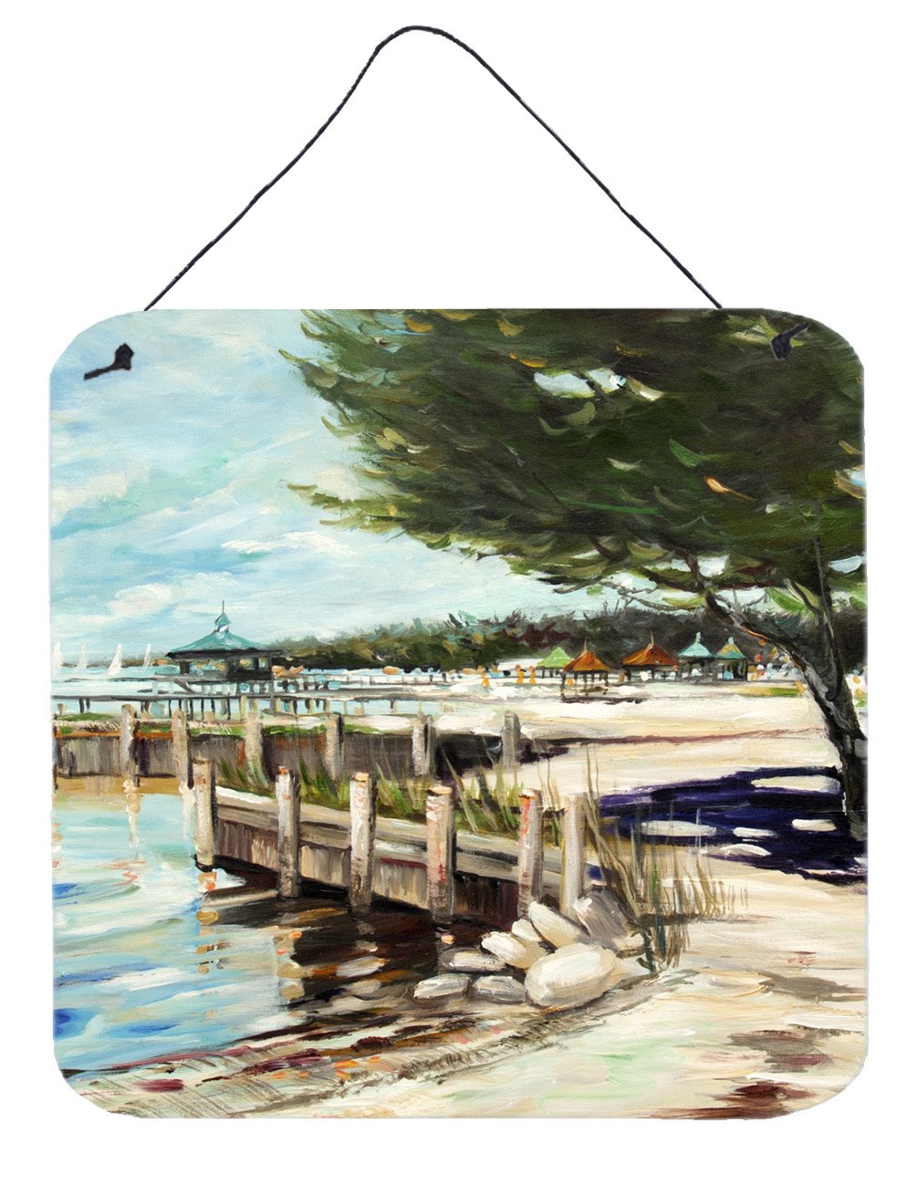 At the Pier Sailboats Wall or Door Hanging Prints JMK1273DS66 by Caroline&#39;s Treasures
