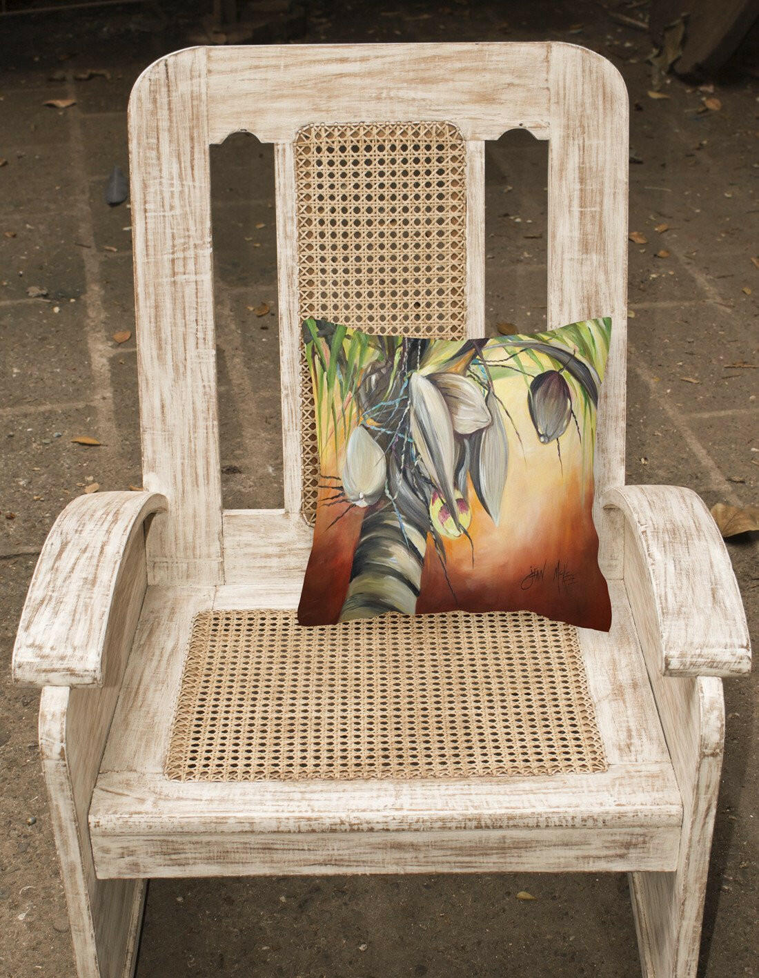 Orange Coconut Tree Canvas Fabric Decorative Pillow JMK1280PW1414 by Caroline's Treasures