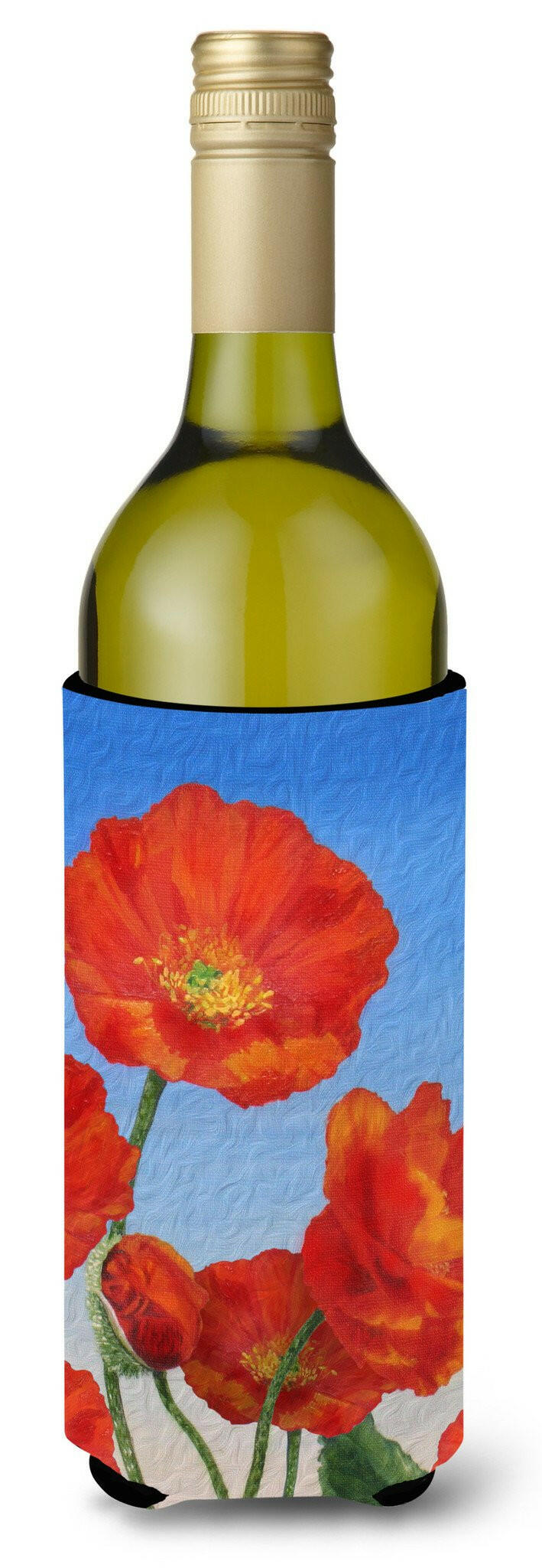 Poppies by Sinead Jones Wine Bottle Beverage Insulator Hugger JOS0273LITERK by Caroline&#39;s Treasures