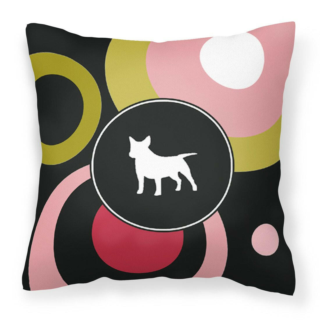 Retro Dots Bull Terrier Fabric Decorative Pillow KJ1046PW1414 by Caroline&#39;s Treasures