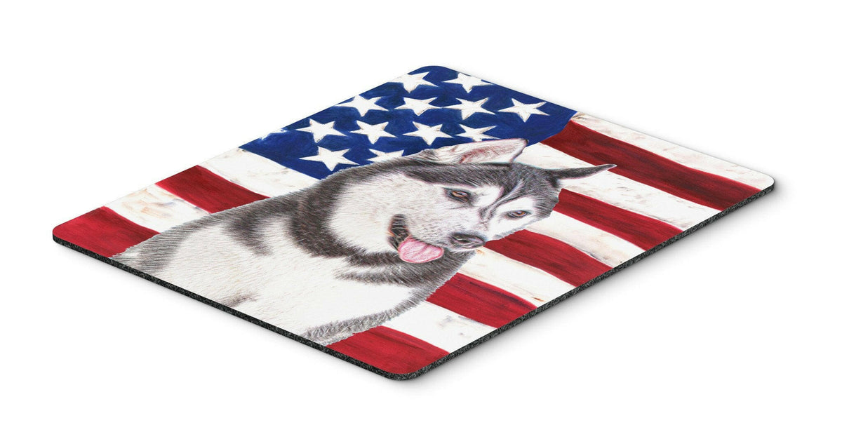 USA American Flag with Alaskan Malamute Mouse Pad, Hot Pad or Trivet KJ1154MP by Caroline&#39;s Treasures