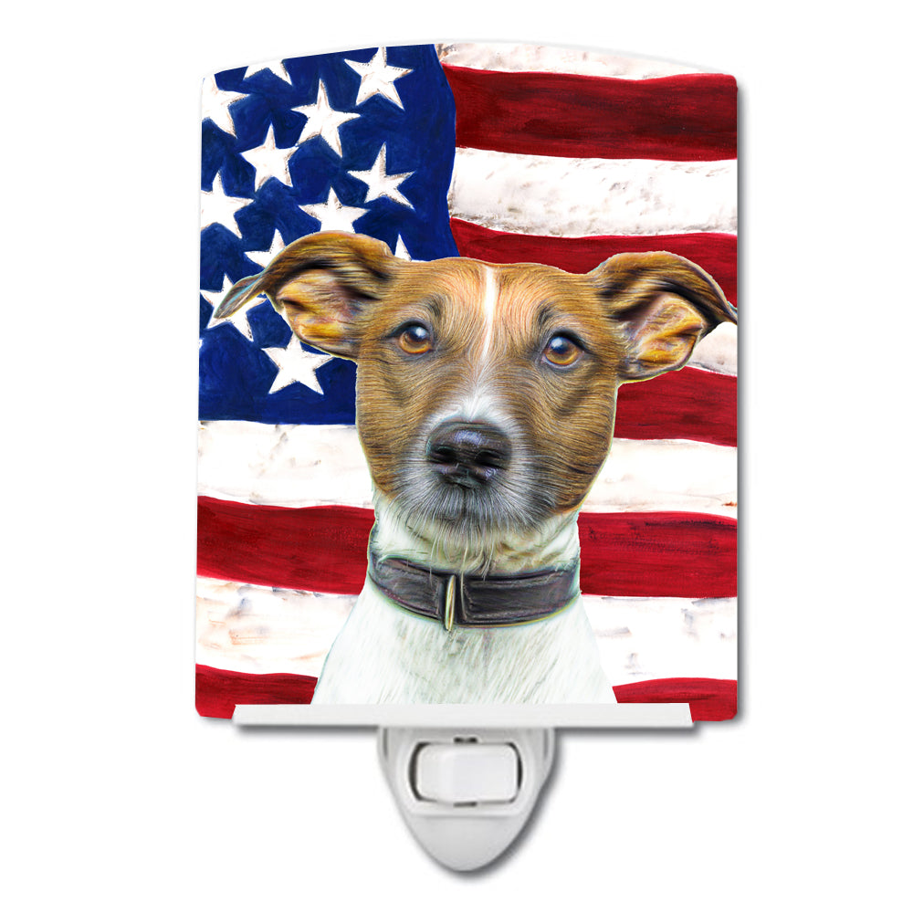 USA American Flag with Jack Russell Terrier Ceramic Night Light KJ1155CNL - the-store.com