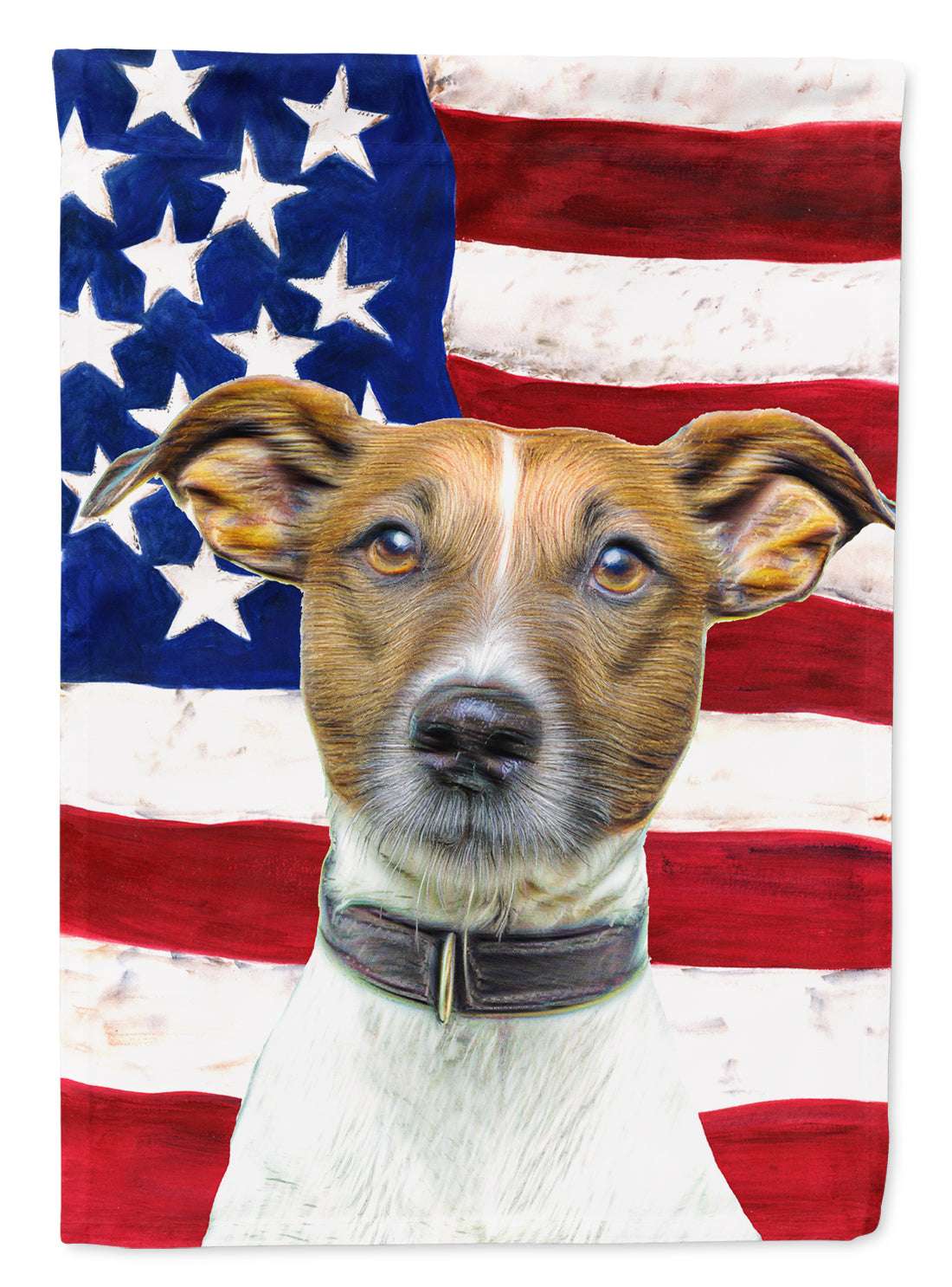 USA American Flag with Jack Russell Terrier Flag Garden Size KJ1155GF.
