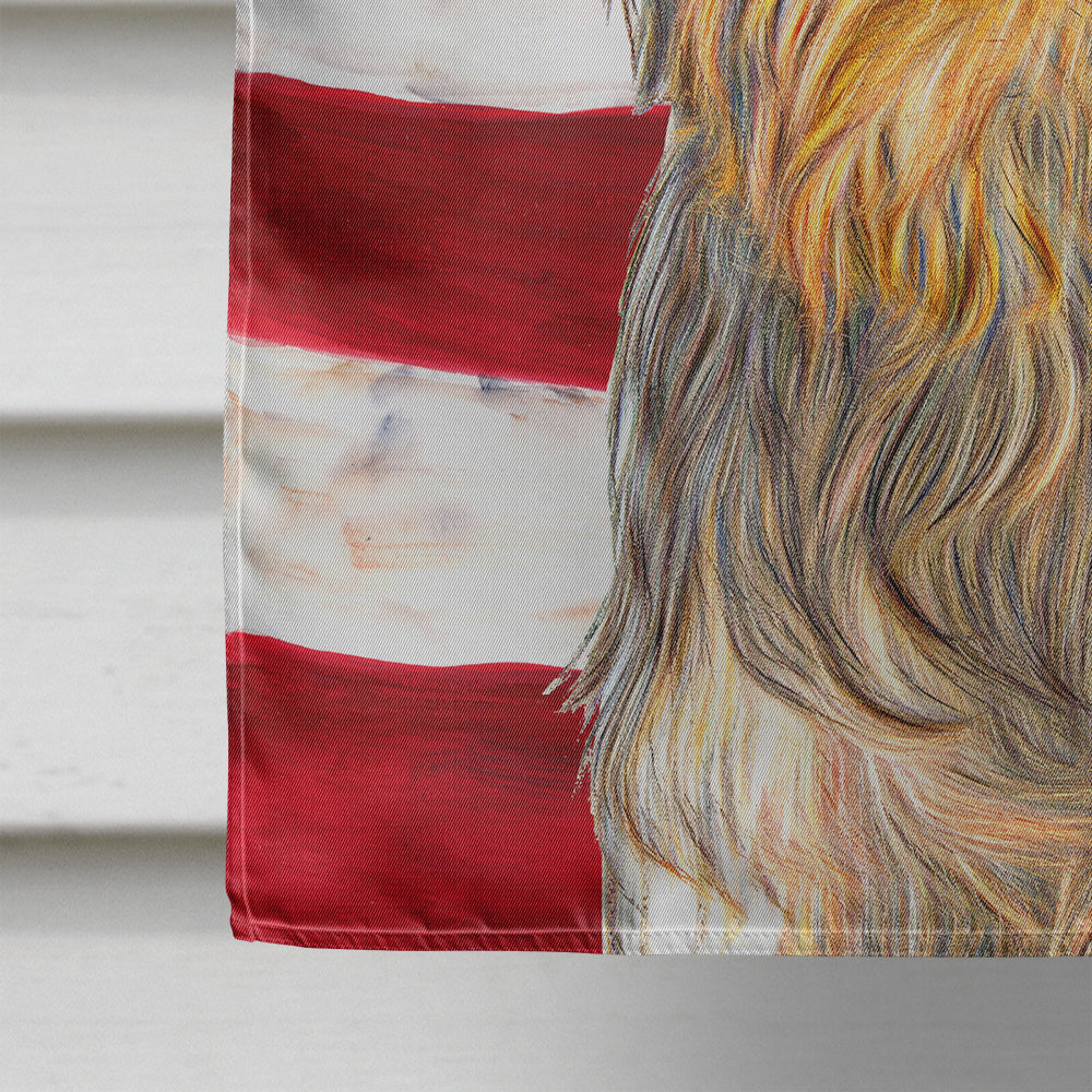 USA American Flag with Yorkie / Yorkshire Terrier Flag Canvas House Size KJ1156CHF  the-store.com.