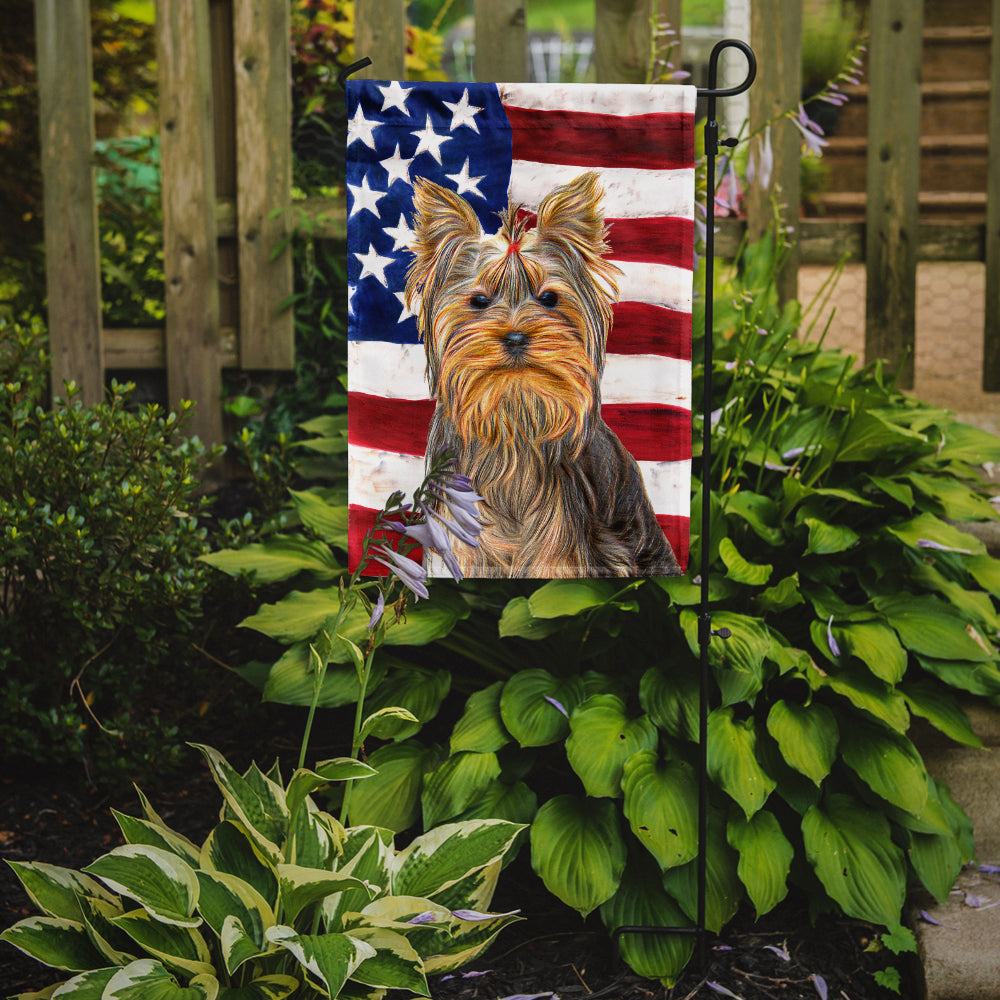 USA American Flag with Yorkie / Yorkshire Terrier Flag Garden Size KJ1156GF