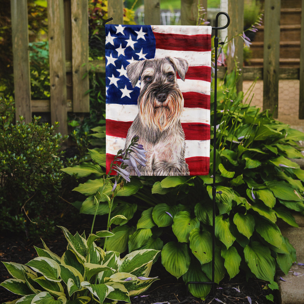 Caroline's Treasures USA American Flag with Schnauzer Garden Flag – Decorative Outdoor Yard Flag KJ1158GF