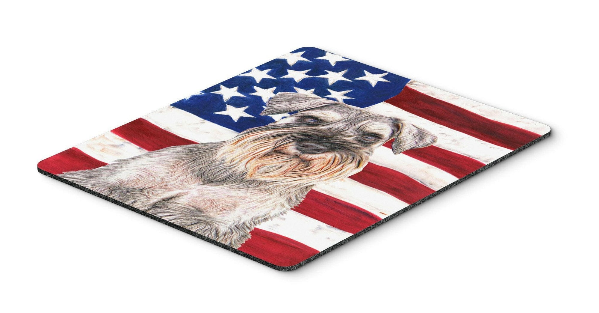 USA American Flag with Schnauzer Mouse Pad, Hot Pad or Trivet KJ1158MP by Caroline's Treasures