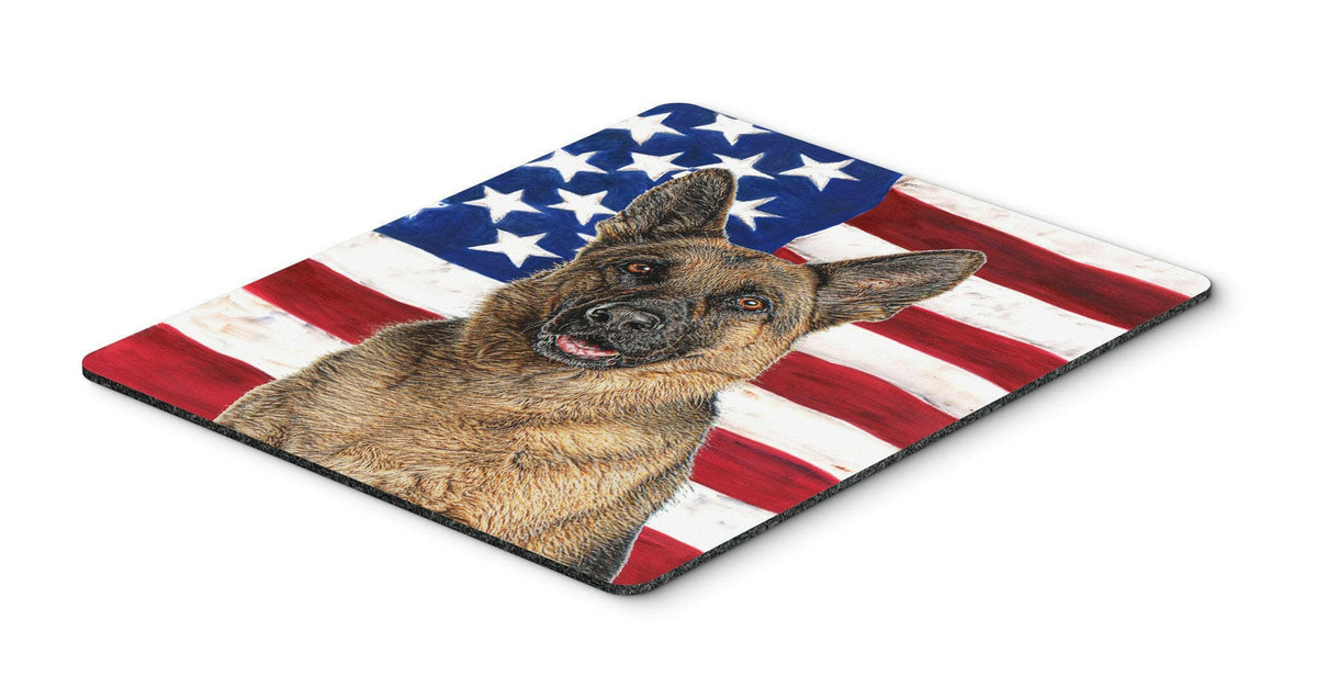 USA American Flag with German Shepherd Mouse Pad, Hot Pad or Trivet KJ1159MP by Caroline&#39;s Treasures