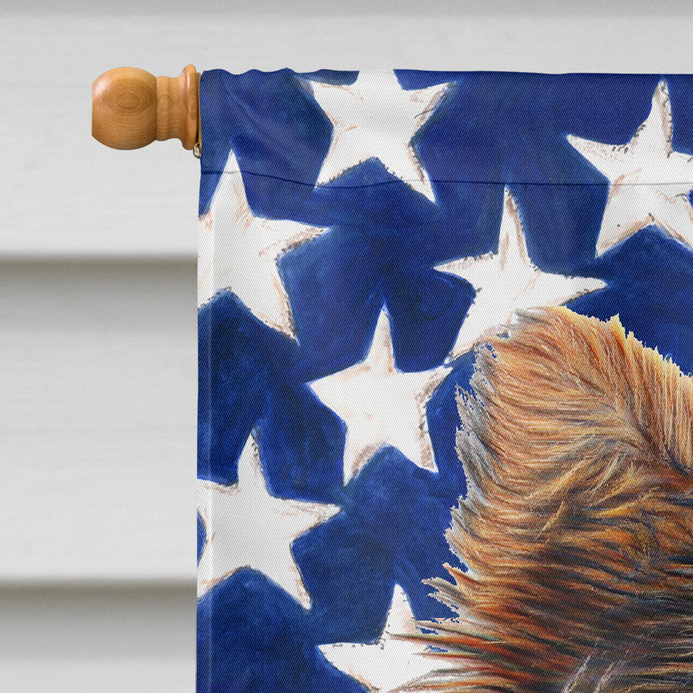 USA American Flag with Yorkie Puppy / Yorkshire Terrier Flag Canvas House Size KJ1160CHF