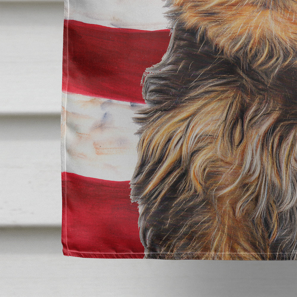 USA American Flag with Yorkie Puppy / Yorkshire Terrier Flag Canvas House Size KJ1160CHF  the-store.com.