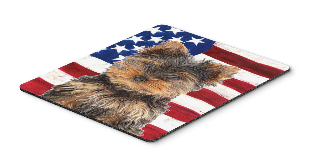 USA American Flag with Yorkie Puppy / Yorkshire Terrier Mouse Pad, Hot Pad or Trivet KJ1160MP by Caroline&#39;s Treasures
