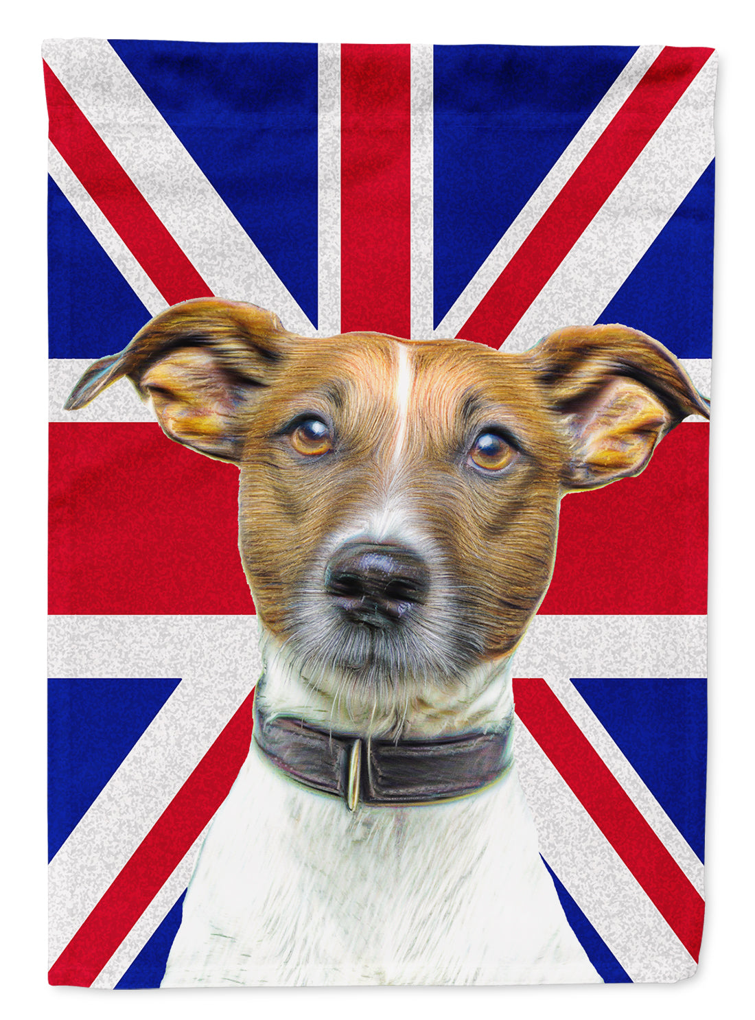Jack Russell Terrier with English Union Jack British Flag Flag Canvas House Size KJ1162CHF  the-store.com.