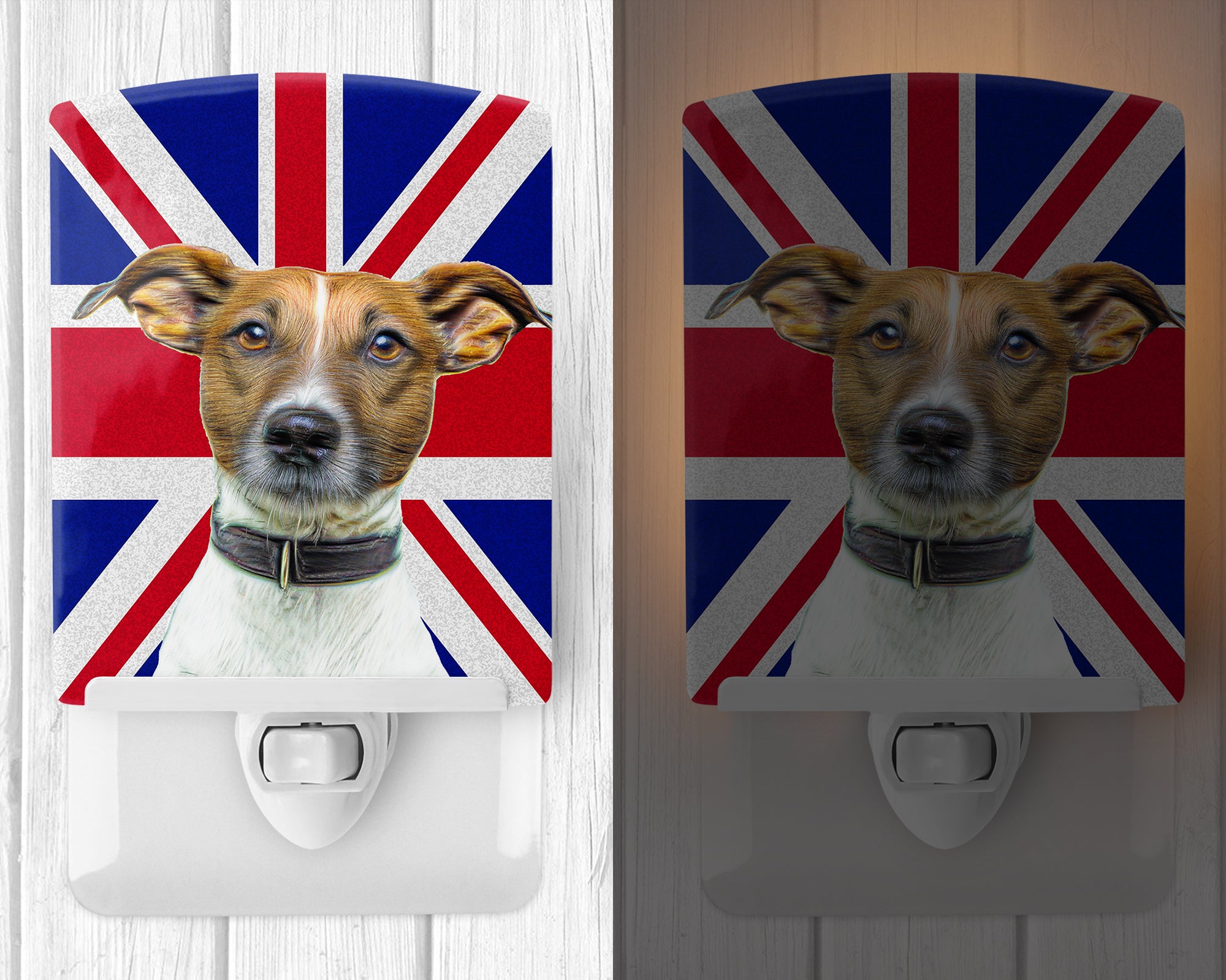 Jack Russell Terrier with English Union Jack British Flag Ceramic Night Light KJ1162CNL - the-store.com