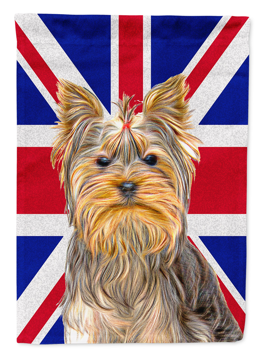 Yorkie / Yorkshire Terrier with English Union Jack British Flag Flag Canvas House Size KJ1163CHF  the-store.com.