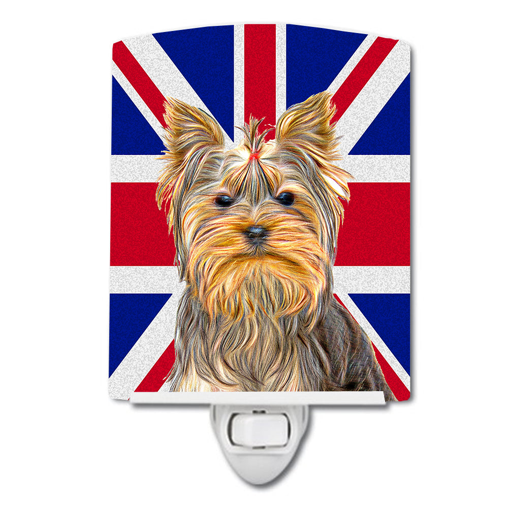 Yorkie / Yorkshire Terrier with English Union Jack British Flag Ceramic Night Light KJ1163CNL - the-store.com