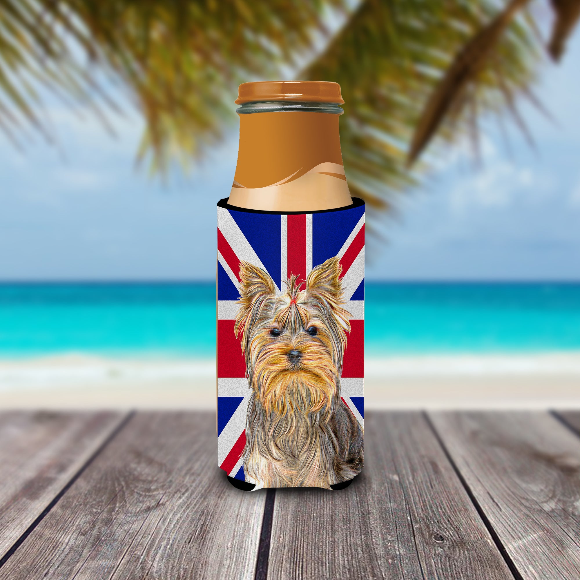 Yorkie / Yorkshire Terrier with English Union Jack British Flag Ultra Beverage Insulators for slim cans KJ1163MUK.