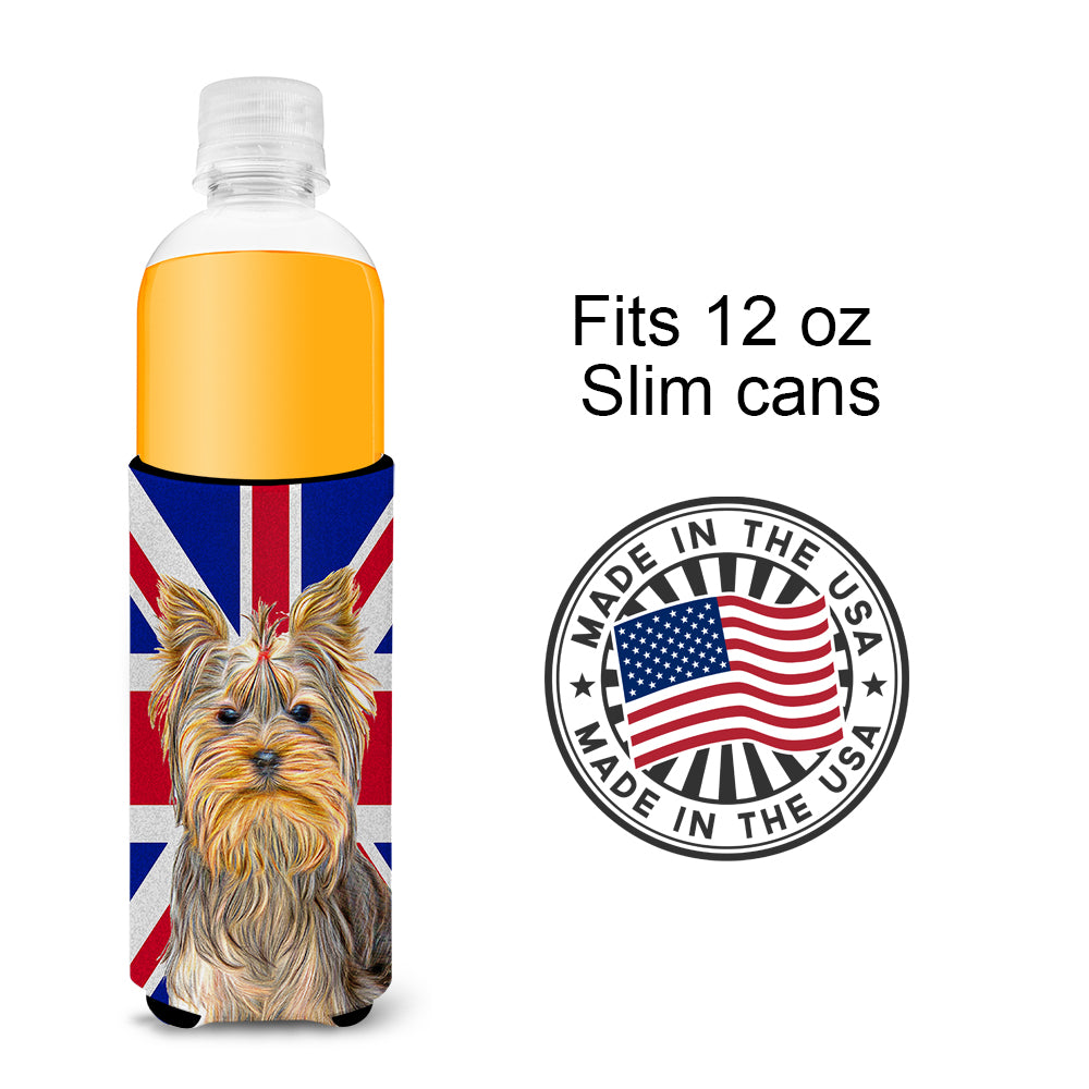 Yorkie / Yorkshire Terrier with English Union Jack British Flag Ultra Beverage Insulators for slim cans KJ1163MUK.