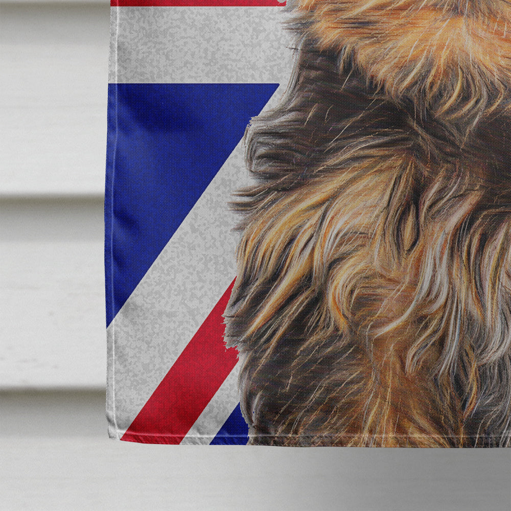 Yorkie Puppy / Yorkshire Terrier with English Union Jack British Flag Flag Canvas House Size KJ1167CHF  the-store.com.