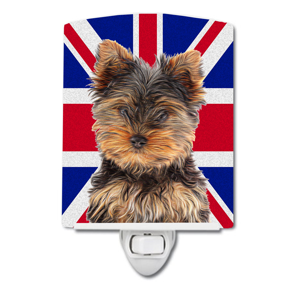 Yorkie Puppy / Yorkshire Terrier with English Union Jack British Flag Ceramic Night Light KJ1167CNL - the-store.com