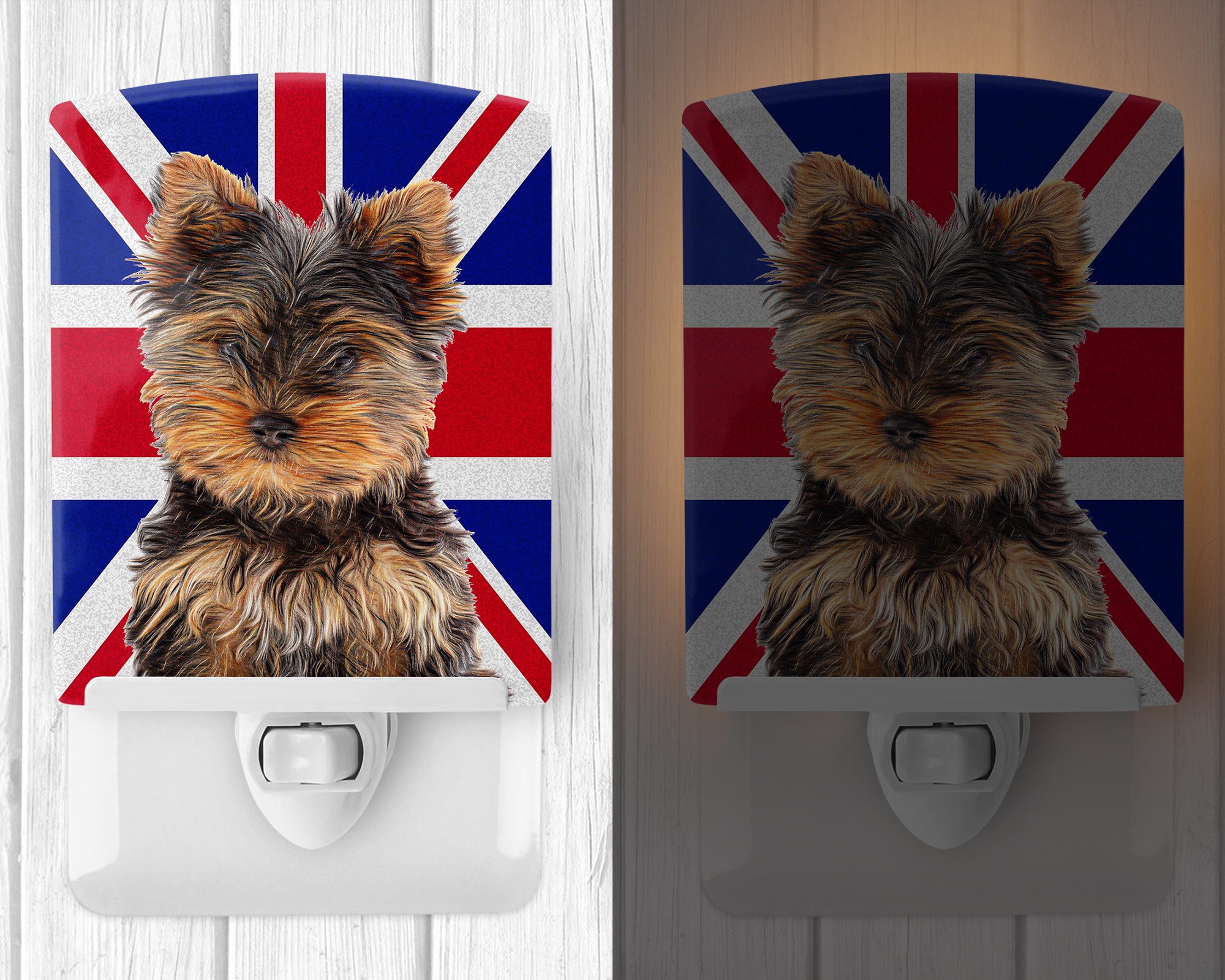 Yorkie Puppy / Yorkshire Terrier with English Union Jack British Flag Ceramic Night Light KJ1167CNL - the-store.com