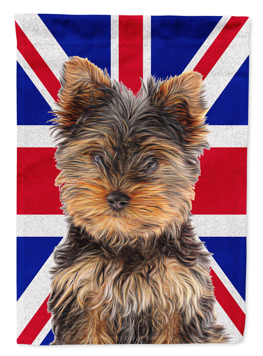 Yorkie Puppy / Yorkshire Terrier with English Union Jack British Flag Flag Garden Size KJ1167GF