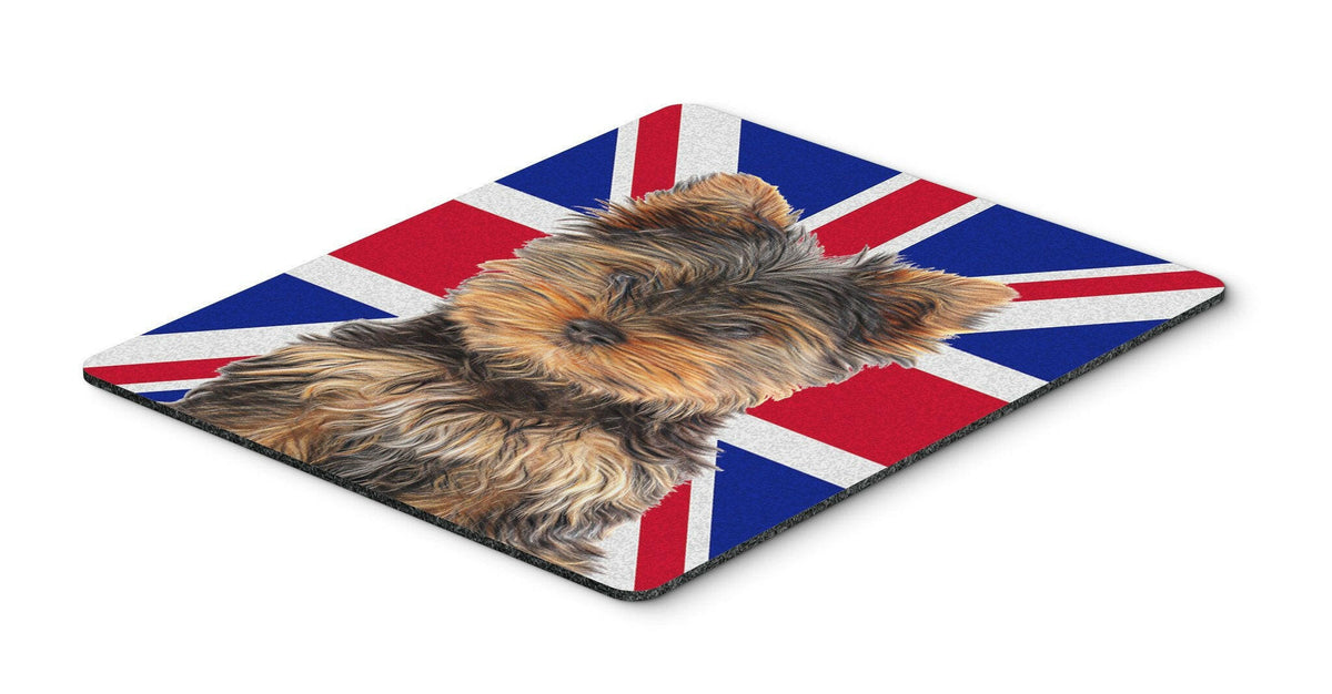 Yorkie Puppy / Yorkshire Terrier with English Union Jack British Flag Mouse Pad, Hot Pad or Trivet KJ1167MP by Caroline&#39;s Treasures