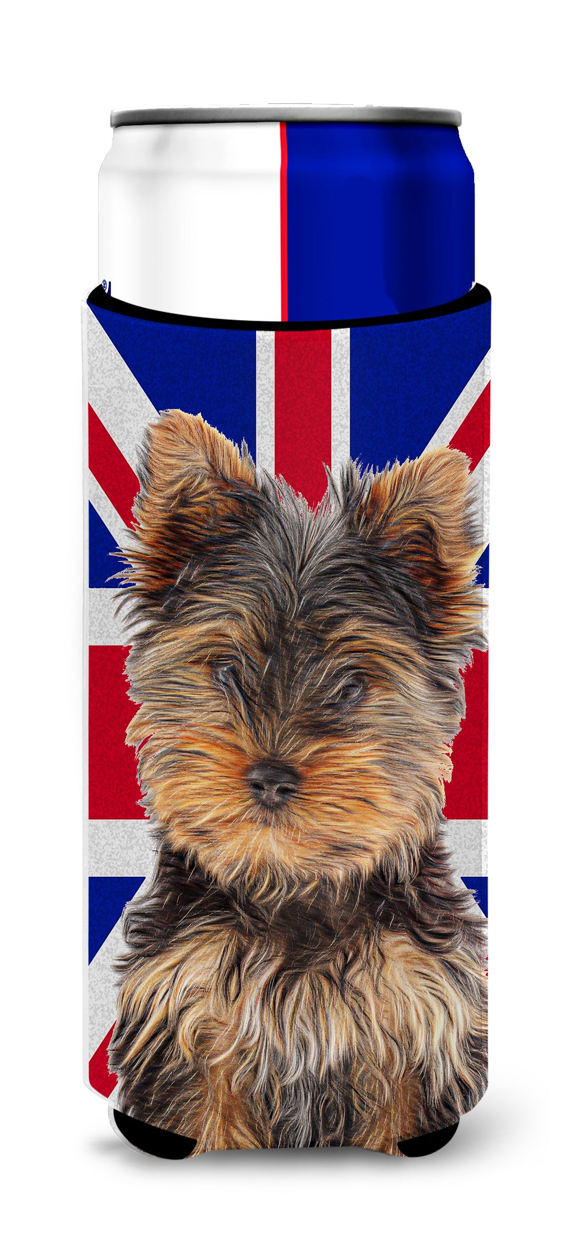 Yorkie Puppy / Yorkshire Terrier with English Union Jack British Flag Ultra Beverage Insulators for slim cans KJ1167MUK.