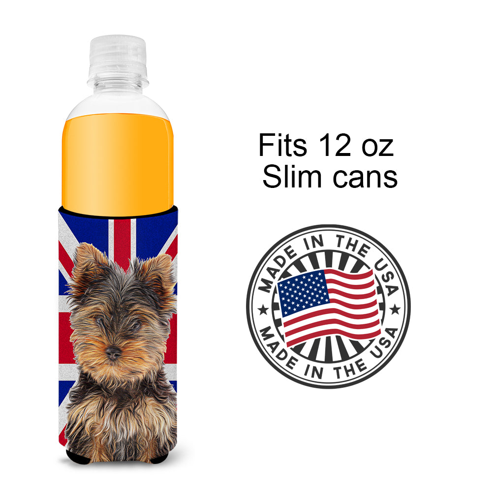 Yorkie Puppy / Yorkshire Terrier with English Union Jack British Flag Ultra Beverage Insulators for slim cans KJ1167MUK