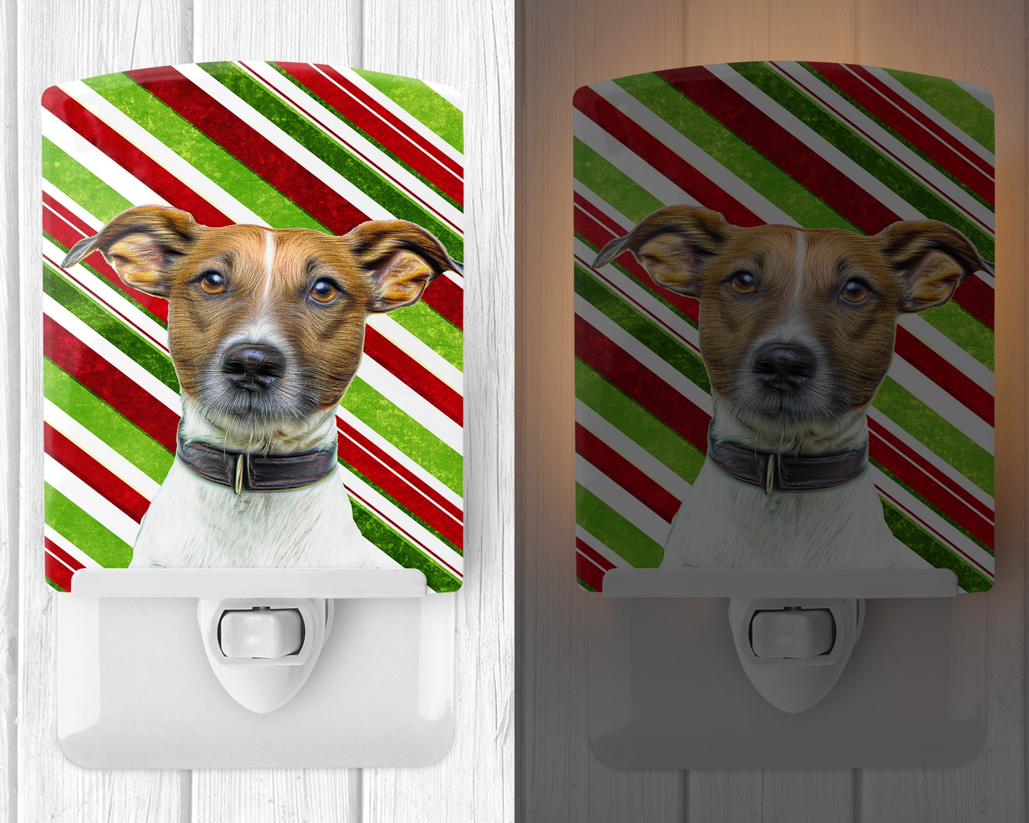 Candy Cane Holiday Christmas Jack Russell Terrier Ceramic Night Light KJ1169CNL - the-store.com