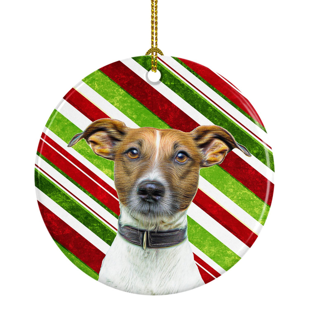Candy Cane Holiday Christmas Jack Russell Terrier Ceramic Ornament KJ1169CO1 by Caroline&#39;s Treasures