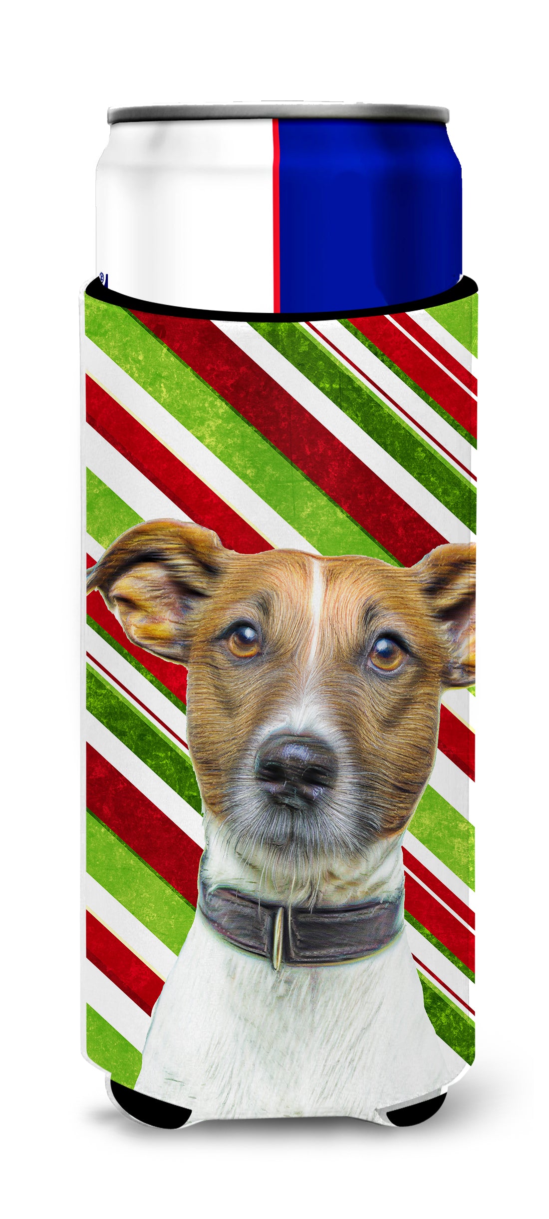 Candy Cane Holiday Christmas Jack Russell Terrier Ultra Beverage Insulators for slim cans KJ1169MUK